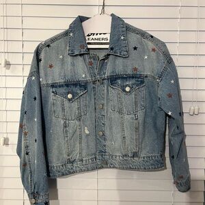 Blank NYC Star Embroidered Jean Jacket